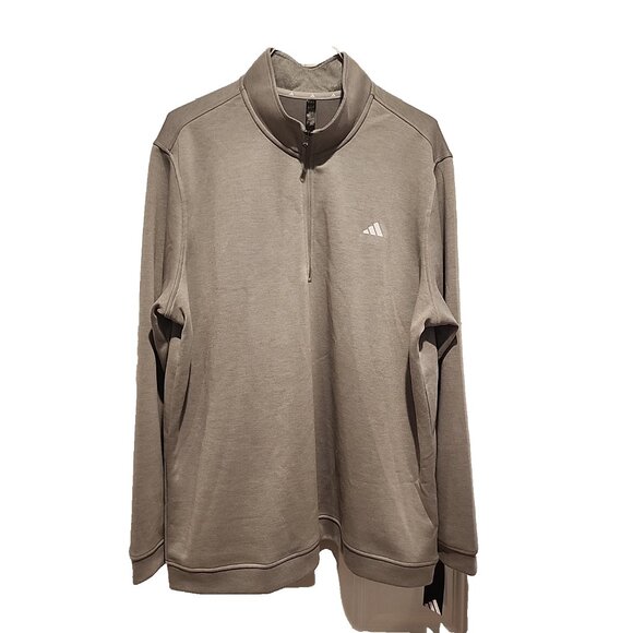 ADIDAS XXL mens 1/4 zip pullover 2xl elevated gray golf sweater sweatshirt new - Picture 2 of 7